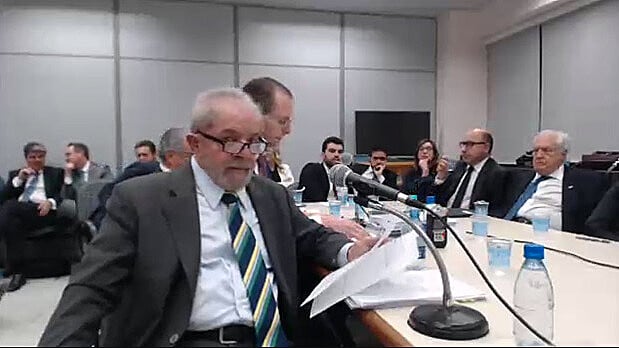 O ex-presidente Luis Inácio Lula da Silva durante o depoimento ao juiz Sérgio Moro, nessa quarta-feira
