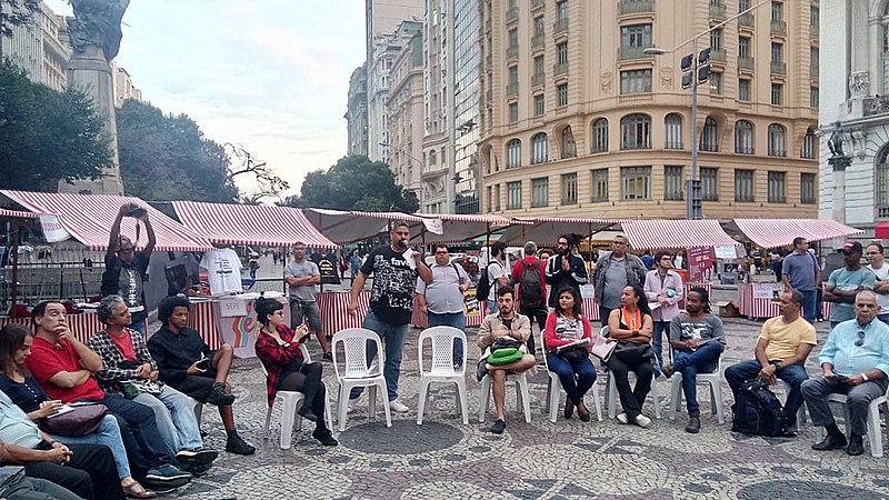 A Praça da Cinelândia, no centro do Rio de Janeiro, foi o palco dos debates sobre comunicação sindical e popular
