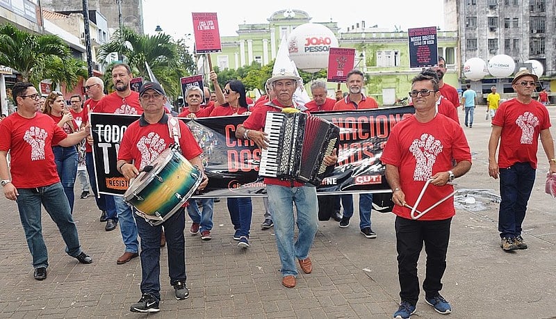 Manifestação foi dia 26 de junho em João Pessoa, os sindicalistas lançavam nova companha salarial e denunciavam fechamentos de agências.