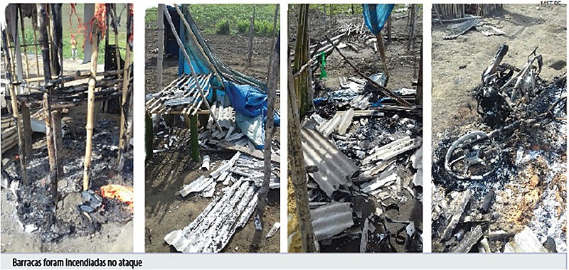 Barracas e pertences dos acampados foram incendiados.