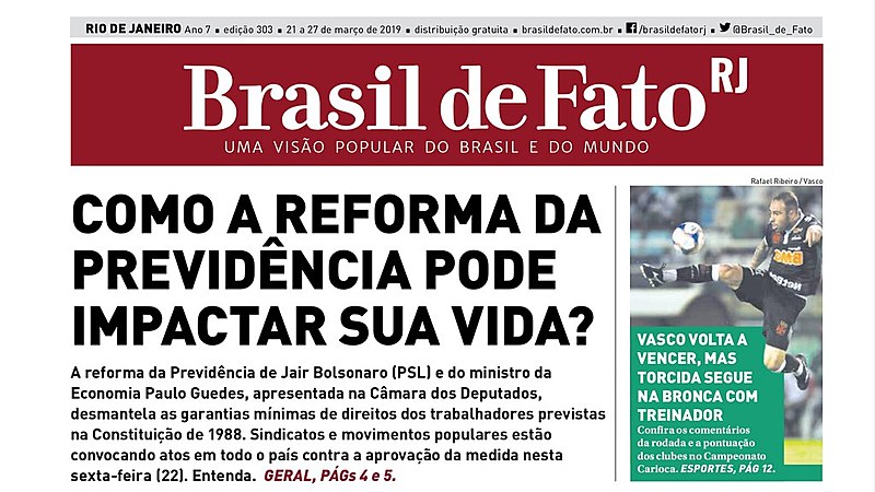 O tabloide é distribuído nas estações de trens e metrô na Central do Brasil, Pavuna, Coelho Neto e nas barcas em Niterói