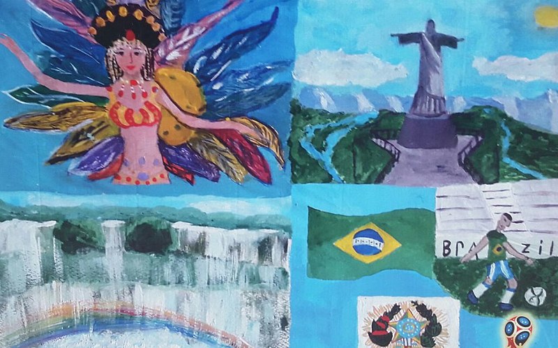 Veronica Budyaieva, de 12 anos, reuniu os três elementos em um mesmo desenho