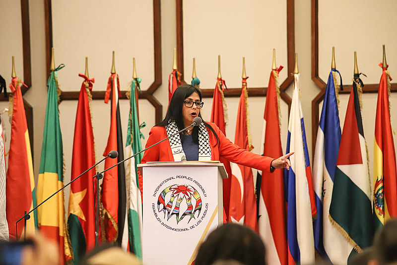 Delcy Rodríguez, vice-presidenta venezuelana, em Caracas