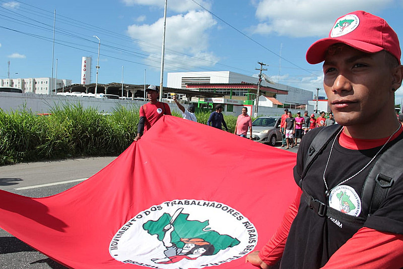 Marcha de trabalhadores rurais em João Pessoa, na Paraíba