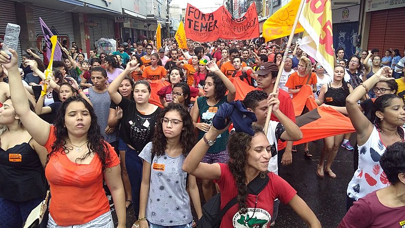 Workers participate in the country's first national strike since 1996