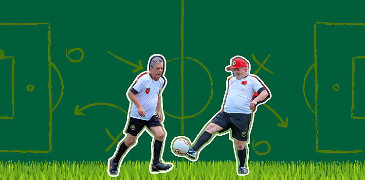 Celebrated Brazilian musician and author Chico Buarque (left) and ex-president Lula played a friendly soccer match with MST members