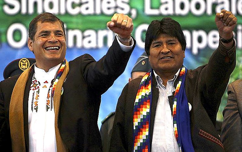 Rafael Correa, do Equador, e Evo Morales, Bolívia: presidentes formados nos movimentos sociais para transformar seus países