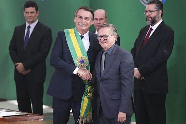 O ministro da Educação, Ricardo Vélez Rodríguez, durante cerimônia de nomeação dos ministros