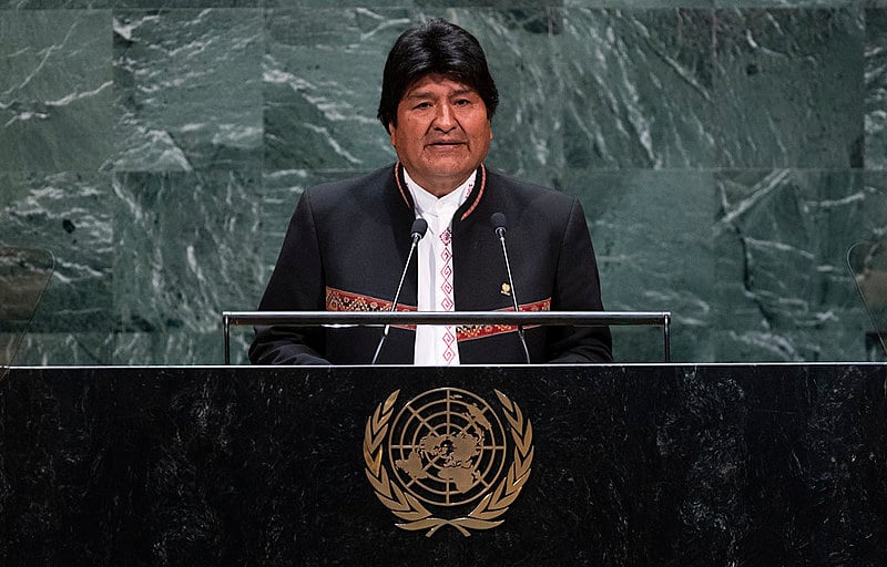 Atual presidente Evo Morales discursa na Assembleia Geral das Nações Unidas