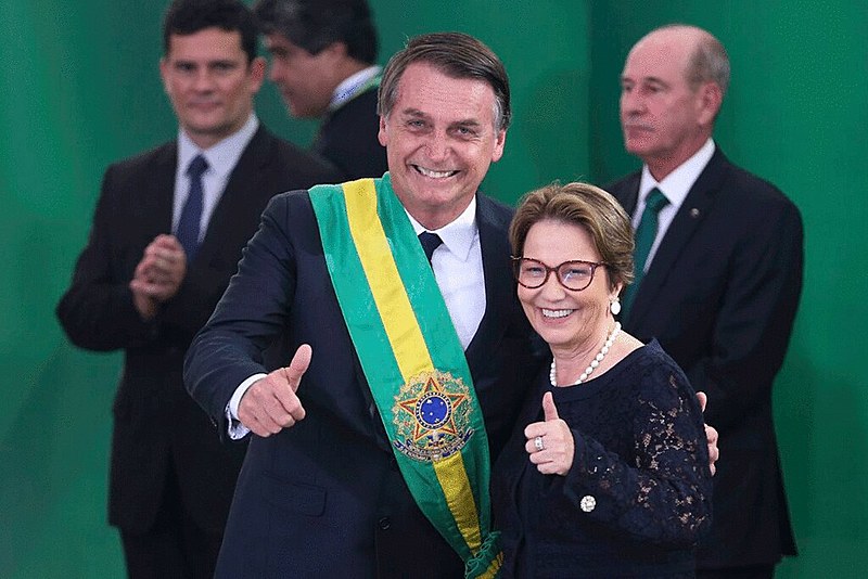 Presidente Jair Bolsonaro e ministra da Agricultura, a ruralista Tereza Cristina