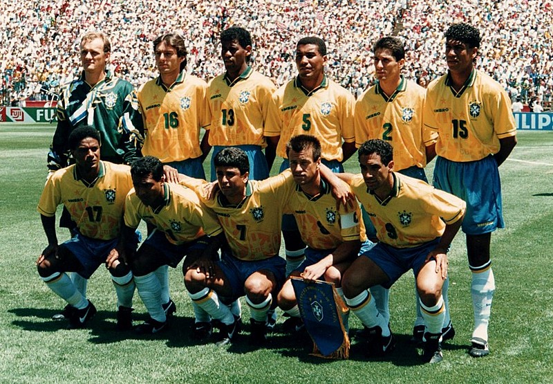 Seleção brasileira em jogo contra os Estados Unidos, em 4 de julho de 1994