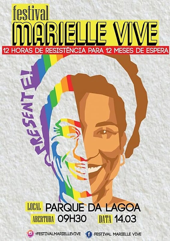 Cartaz do festival 'Marielle Vive', em João Pessoa (PB).
