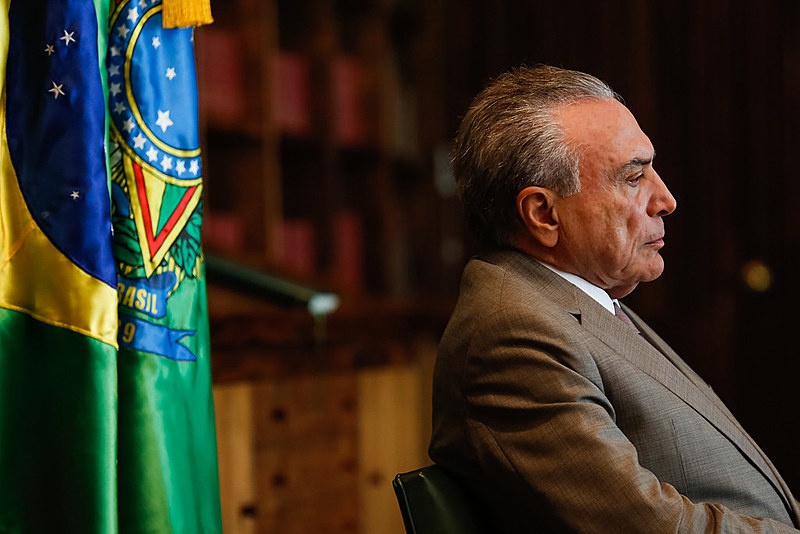 Presidente golpista, Michel Temer, durante entrevista para o programa Frente a Frente da Rede Vida no dia 15