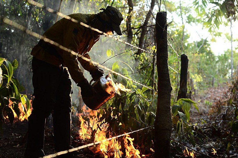 Brigadistas comunitários auxiliam no controle de queimada que atingiu Comunidade Quilombola Kalunga do Engenho II, em Goiás, em 2017