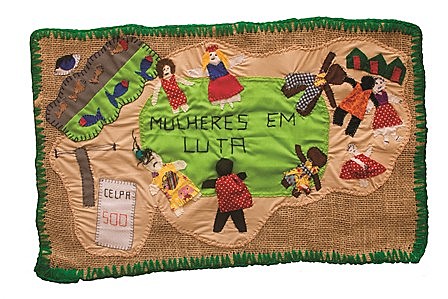 Arpillera "Mulheres em Luta", produzida por mulheres da região do Tapajós