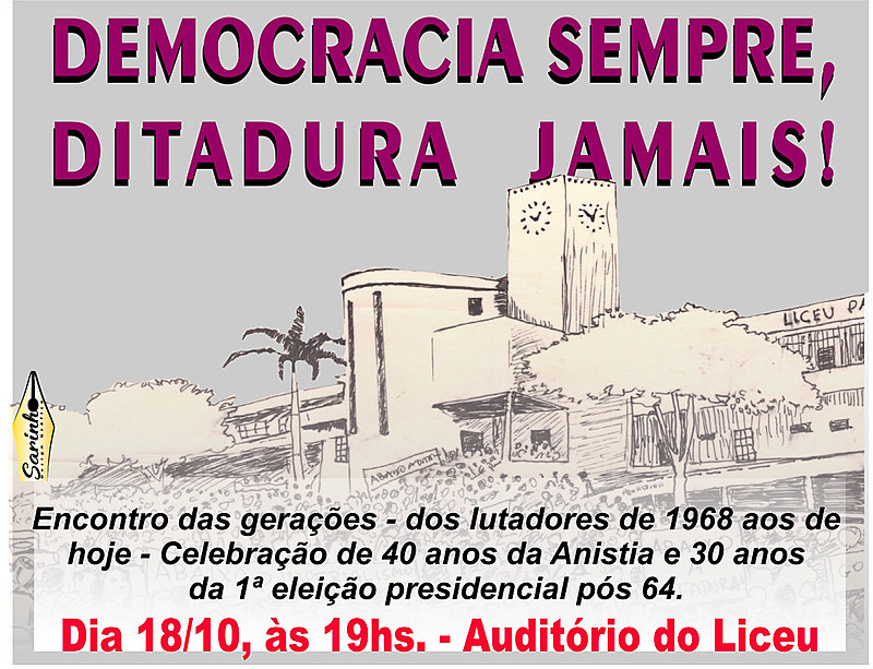 Evento acontece no Lyceu Paraibano, nessa sexta (18), a partir das 19h.