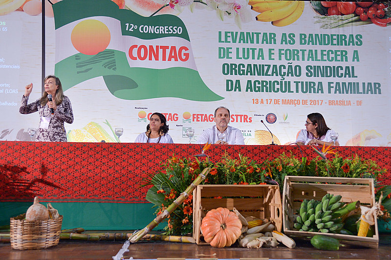 A coordenadora do movimento Auditoria Cidadã da Dívida, Maria Lúcia Fatorelli, fala na mesa de debate do congresso da Contag