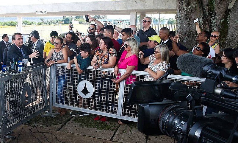 Jair Bolsonaro durante coletiva de imprensa em Brasília (DF)