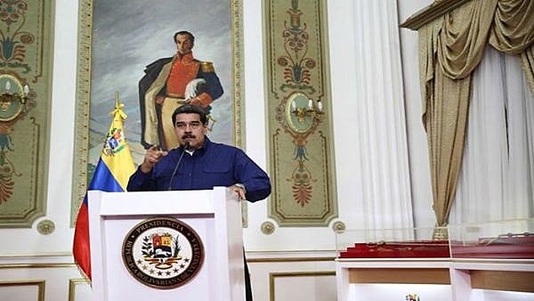 O presidente venezuelano Nicolás Maduro durante declaração oficial nesse domingo (31)