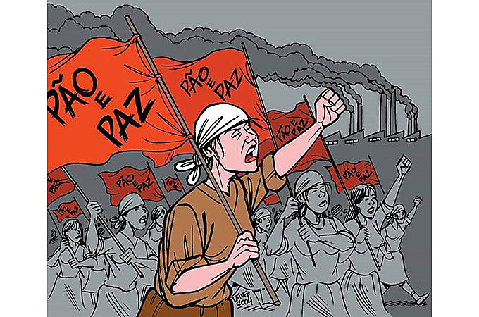 A data tem origem em manifestação organizada por tecelãs e costureiras de Petrogrado, durante greve de 1917 na Rússia.