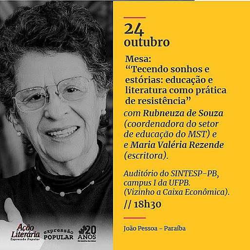 Maria Valéria Rezende, escritora, estará na mesa de debates