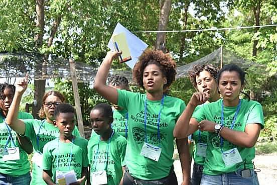 Participantes da 3ª edição do Acampamento Caribenho da Juventude, organizado pela Via Campesina e pela CLOC, realizado no Haiti