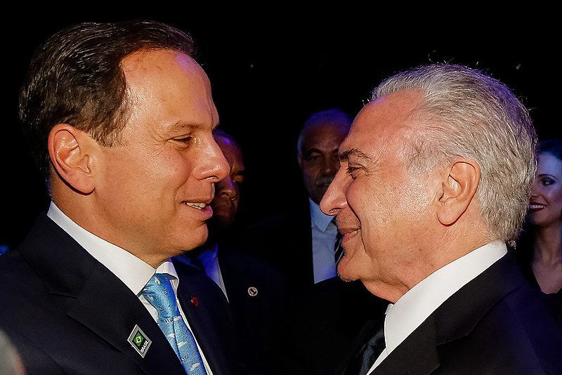 Presidente da República Michel Temer cumprimenta o Prefeito da Cidade de São Paulo, João Dória.