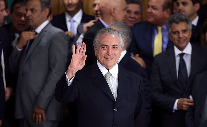 Brasília - O presidente interino Michel Temer durante cerimônia de posse aos ministros de seu governo, no Palácio do Planalto