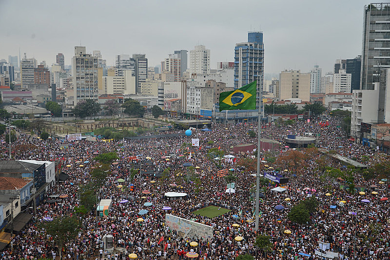#EleNão ("Not Him") demonstration in São Paulo on Sep. 29, to protest against far-right candidate Jair Bolsonaro