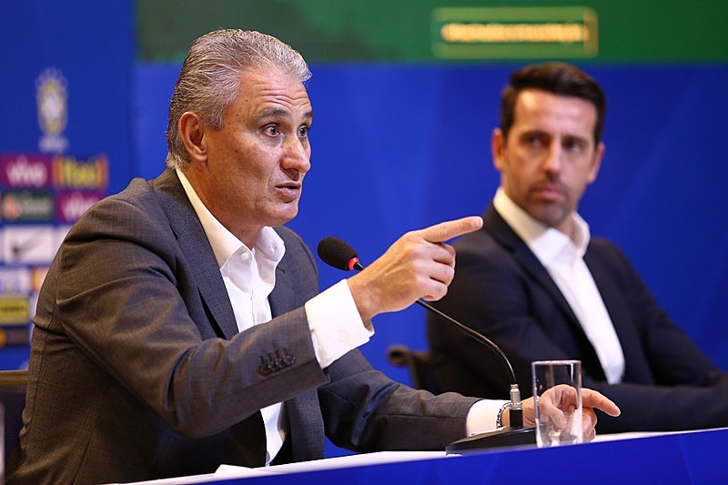 Tite e Edu Gaspar na sede da CBF