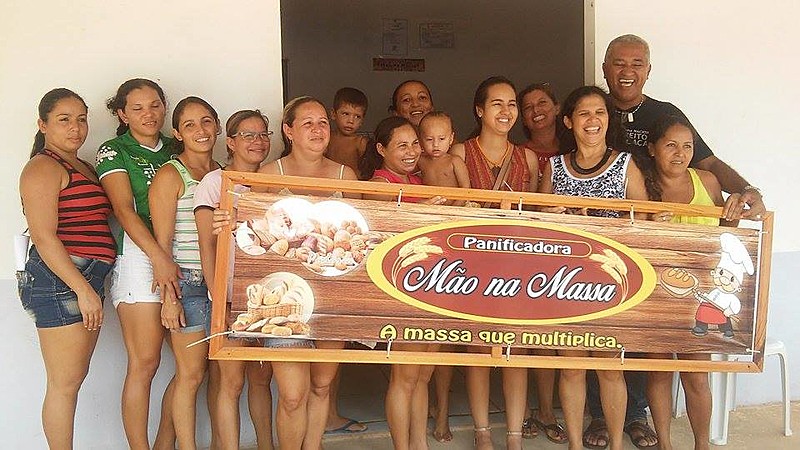 Dia da inauguração da padaria comunitária “Mão na Massa”, em fevereiro deste ano