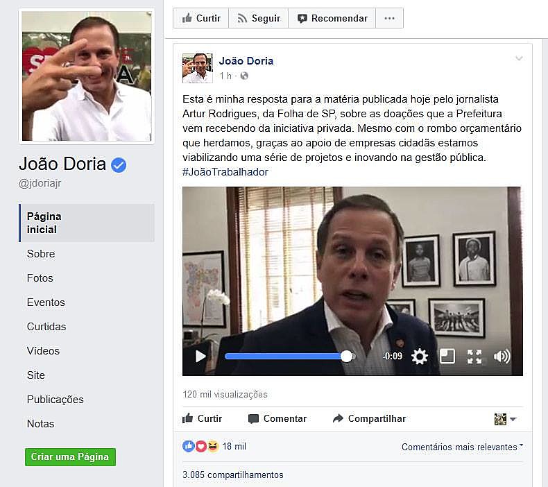 No vídeo o prefeito de São Paulo desqualifica o profissional e repete várias vezes o nome do repórter que publicou a matéria