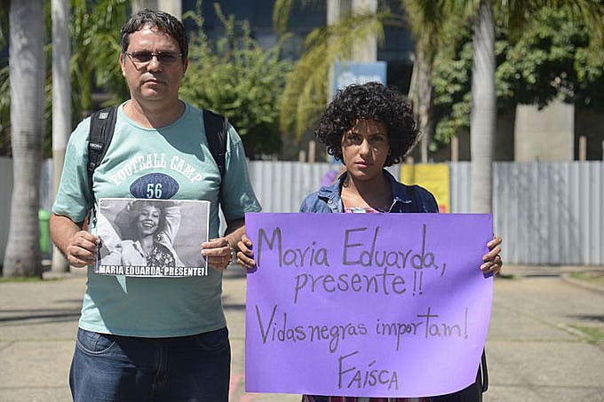 Parentes e familiares de Maria Eduarda protestaram contra a sua morte, na última quinta-feira