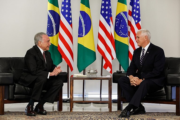 Temer e o vice-presidente dos Estados Unidos em encontro no Brasil