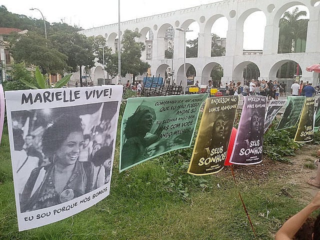 Acto en memoria de Marielle Franco en Rio de Janeiro
