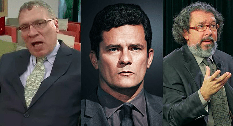 Os juristas brasileiros Eugênio Aragão, Sergio Moro e Antônio Carlos Castro, conhecido como Kakay