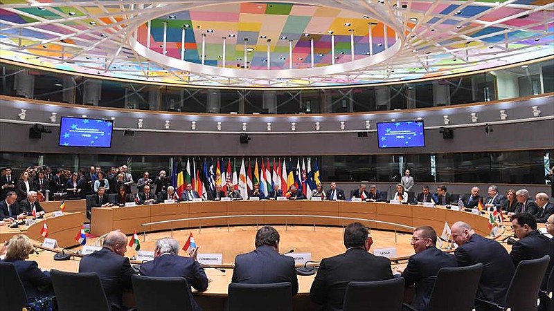 Ministros da União Europeia reunidos na reunião do Conselho Europeu