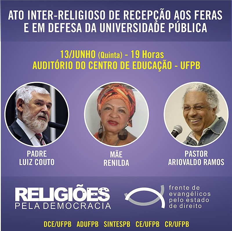 PB: Ato inter-religioso em defesa da universidade pública e em recepção aos feras 