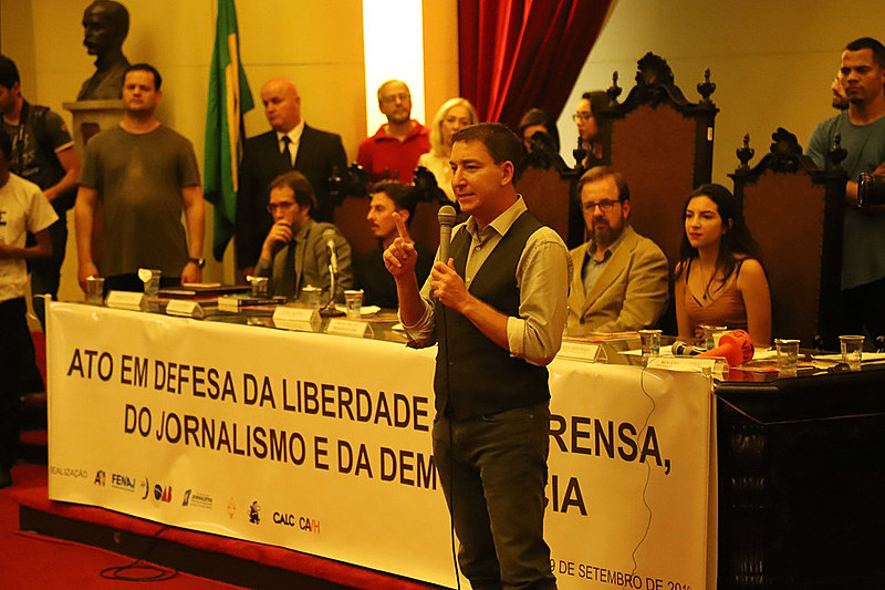 Greenwald encerrou a sequência de falas da noite defendendo a liberdade de imprensa e homenageando a equipe do The Intercept Brasil