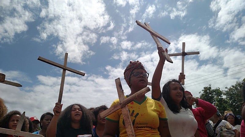 Mística de encerramento no acampamento pedagógico