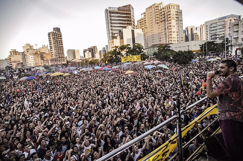 A manifestação na capital paulista ocorreu no Largo da Batata, zona oeste; entre os músicos que se apresentaram estava o cantor Criolo