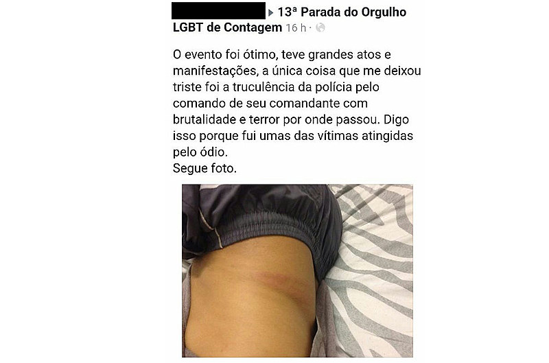Depoimento postado no Facebook de um participante da Parada