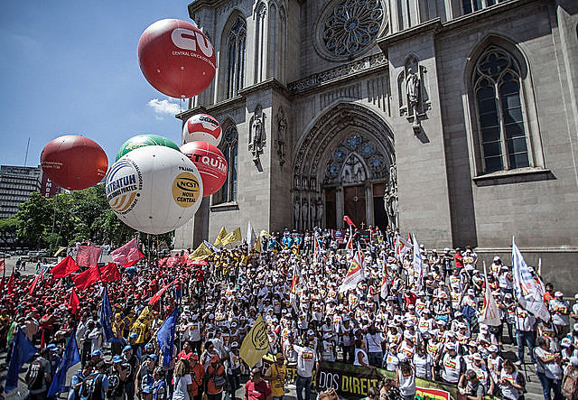 Brazilian labor unions hold nation wide protests against controversial labor law
