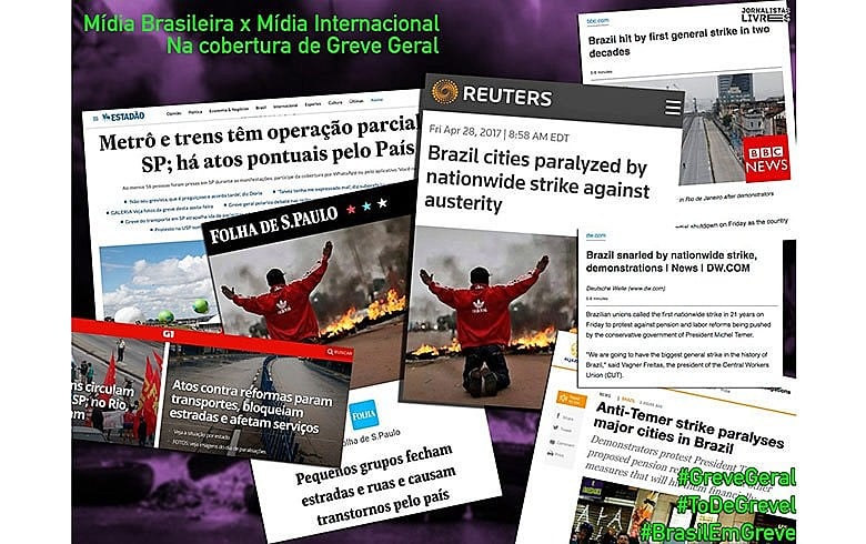 Há boatos de que a Globo deu ordens aos seus repórteres para não usarem o termo “greve geral” e focarem a cobertura nas cenas de vandalismo
