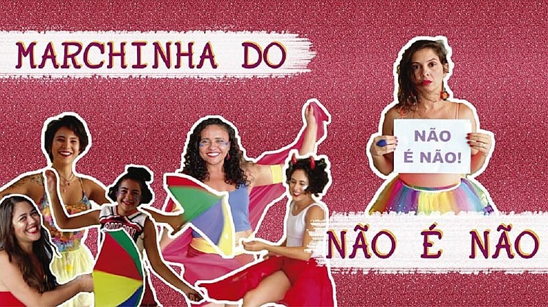 Cartaz  do vídeo da marchinha 'Não é não'.