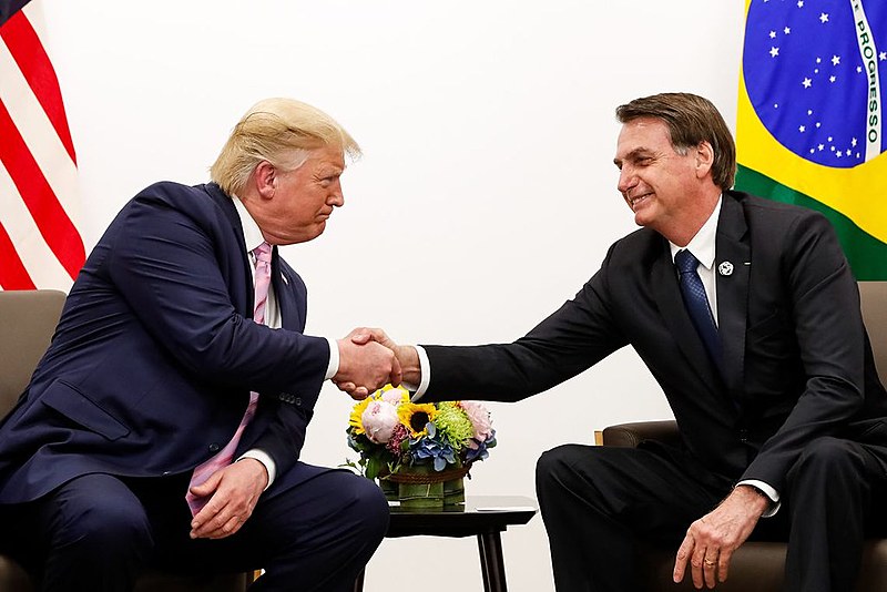 Jair Bolsonaro e Donald Trump durante reunião do G20 em Osaka, no Japão