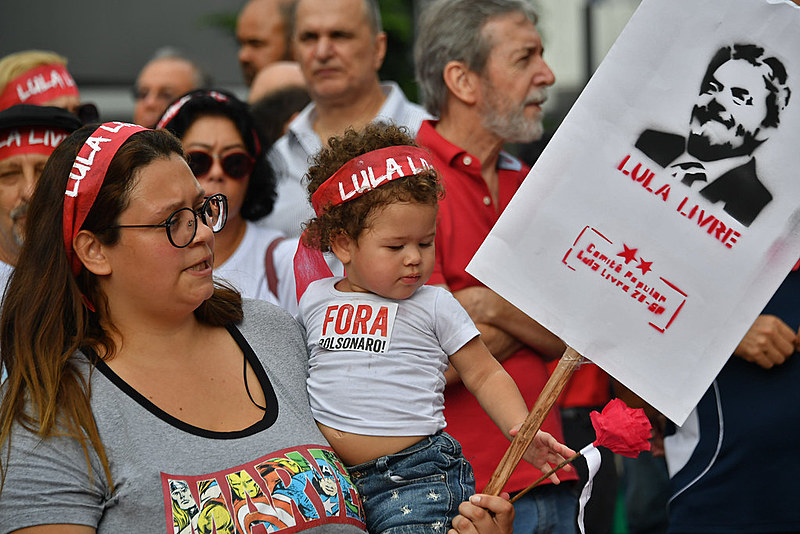 Manifestação na Avenida Paulista por Lula Livre, no dia 7 de abril de 2019, data que marcou um ano da prisão do ex-presidente