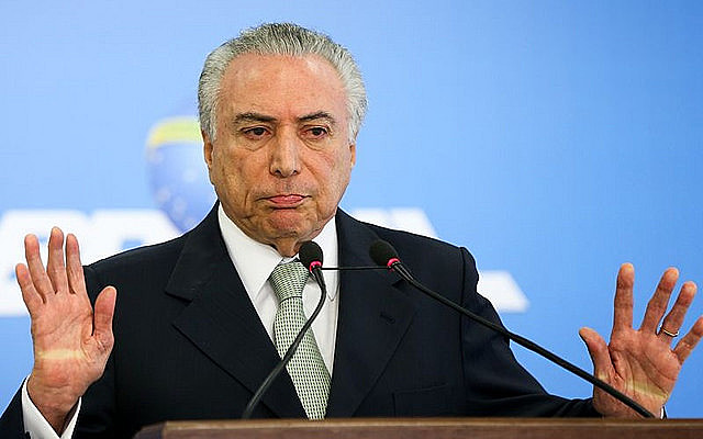 Temer durante pronunciamento en el Palácio do Planalto, Brasília