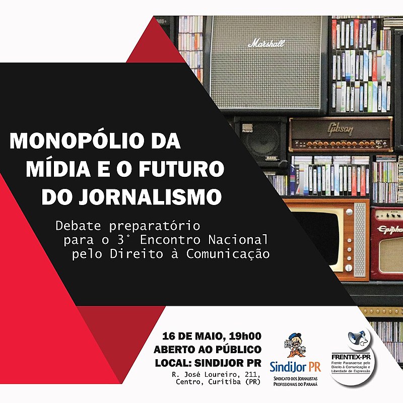 No encontro, Daniel Giovanaz, repórter do Brasil de Fato Paraná, lançará o livro 'O oligopólio da RBS: uma rede contra a democracia'