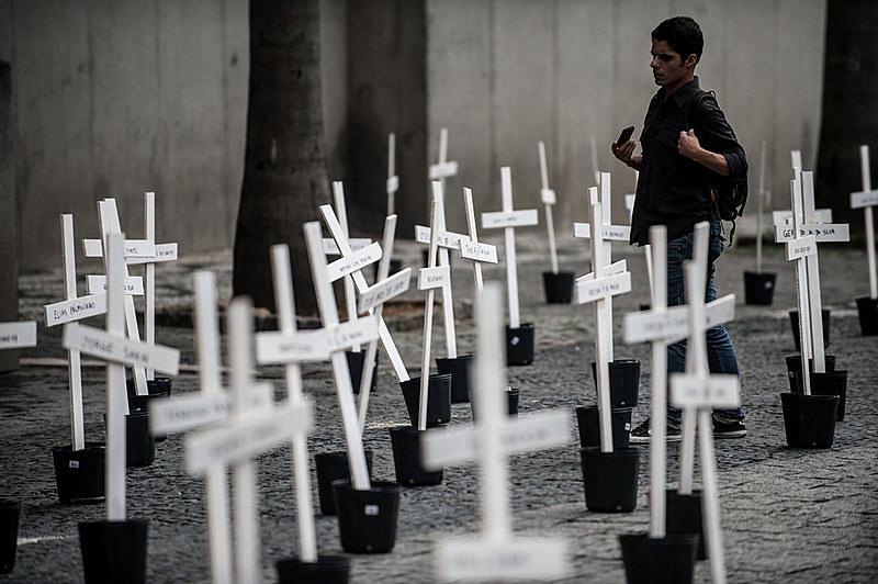 Um dos protestos que lembrou os 111 mortos no Massacre do Carandiru em São Paulo, em 1992
